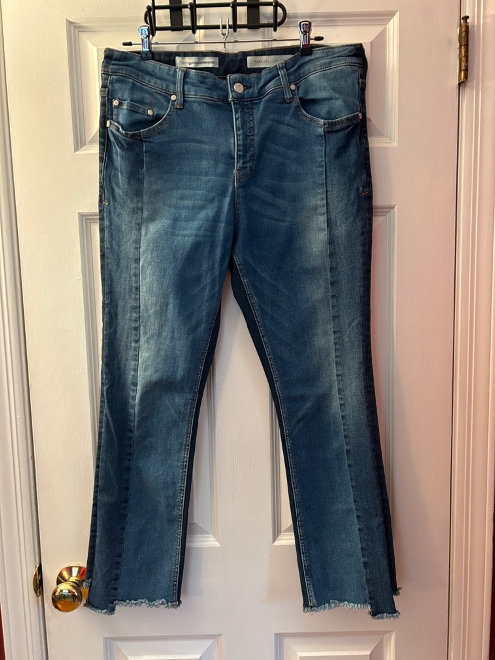 Anthropologie Pilcro Parallel Mid-Rise Straight Jeans Raw Hem Size 32